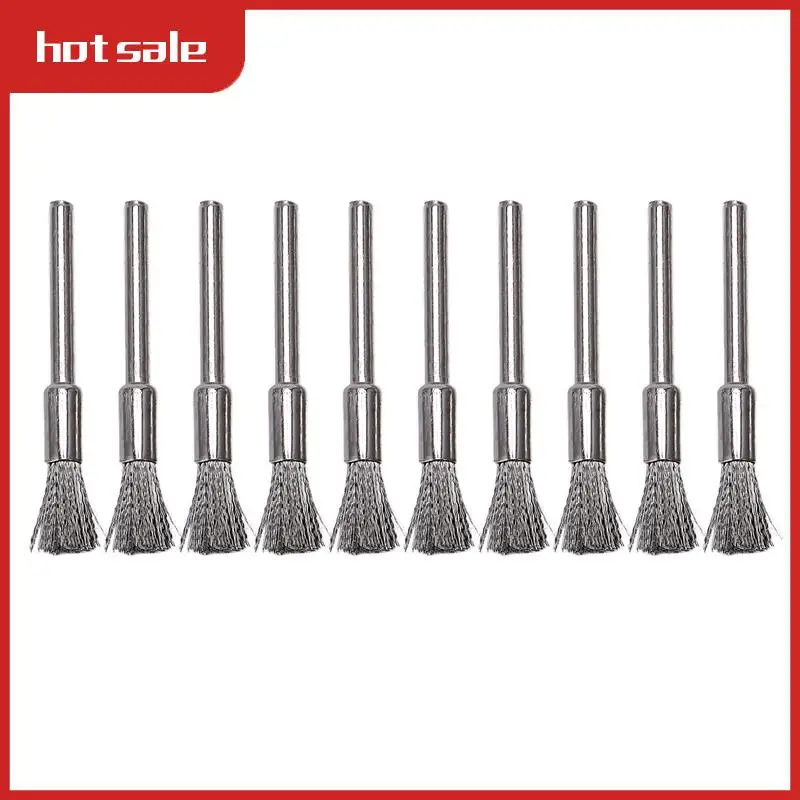 

ABRM-10 Pc Stainless Steel 1/4 Inch (6Mm) Pen Wire Brush 532 With 1/8 Inch (3Mm) Shank For Dremel And Compatible Rotary Tool