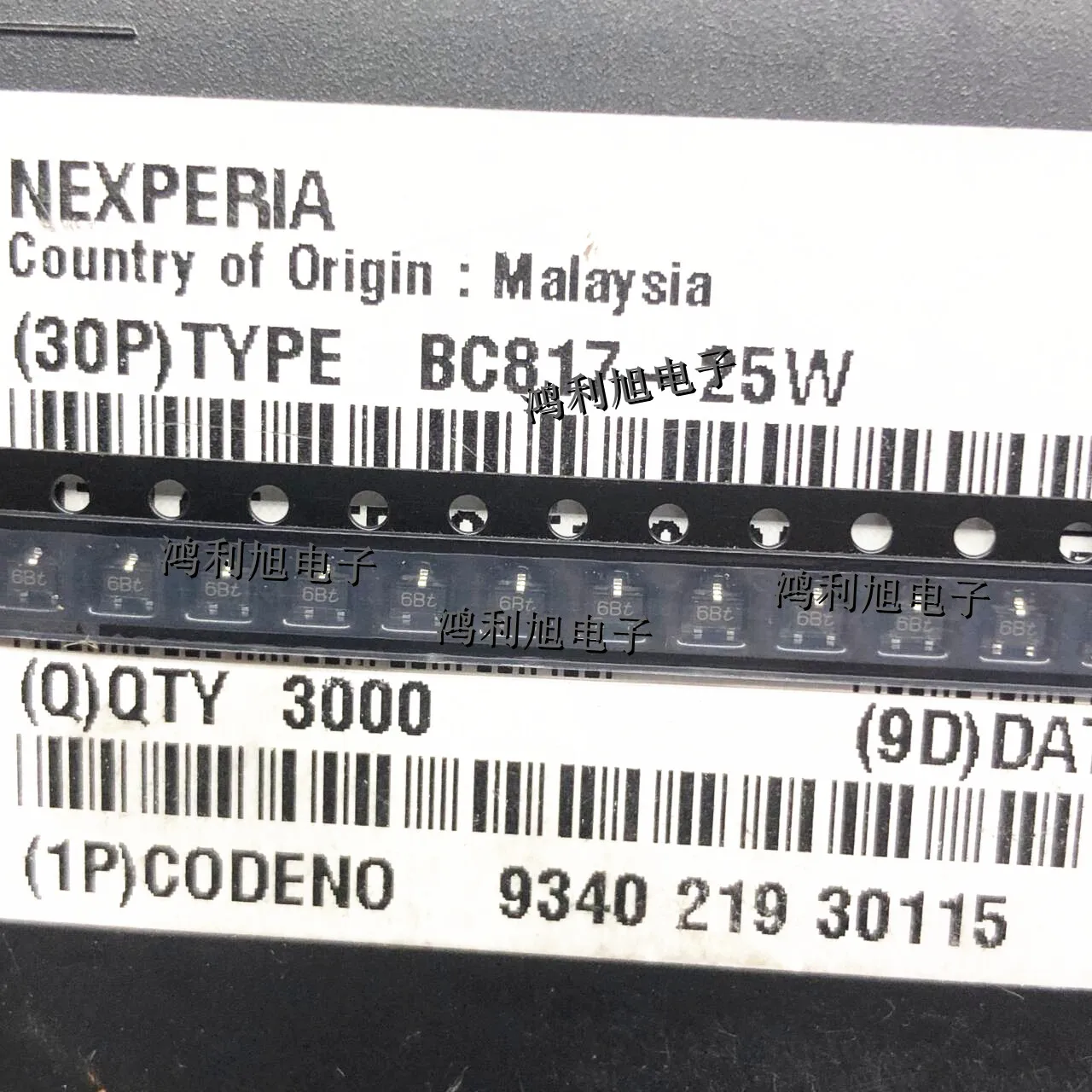 BC817-25W SOT-323-3 MARCAÇÃO 6Bt Trans GP BJT NPN 45V 0.5A 200mW, 3-Pin Temperatura de Operação:- 65 C-+ 150 C, 200pcs por lote