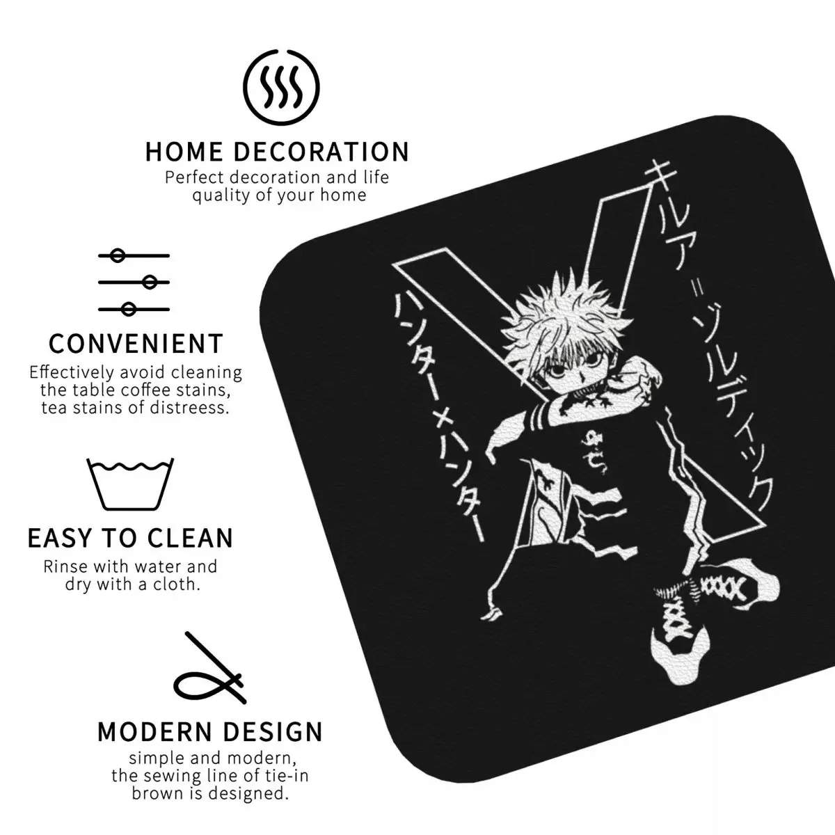 كيلوا زولديك أنيمي HXH هنتر X هنتر الوقايات المطبخ المفارش عدم الانزلاق كوب عازل الحصير القهوة ل ديكور منصات مجموعة من 4