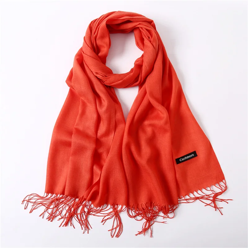 Fashion Solid Schal Frauen Kaschmir Weiche Winter Warme Schals Hijab Weibliche Lange Stirnband Schal Wraps Bandana Foulard 2022 Echarpe – Detail 40