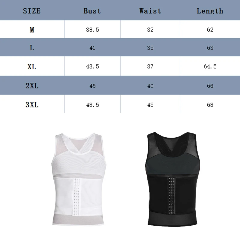 Pop Waist Trainer Muscle Girdle Shirt Men Slimming Body Shaper Tummy Vest Mesh Chain Corset Correction Abdomen Tank Top