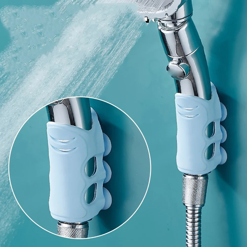 1pc Movable Shower Head Holder with Suction Cup Adjustable Reusable Silicone Punch-free Shower Holder Bathroom Hooks Accessories