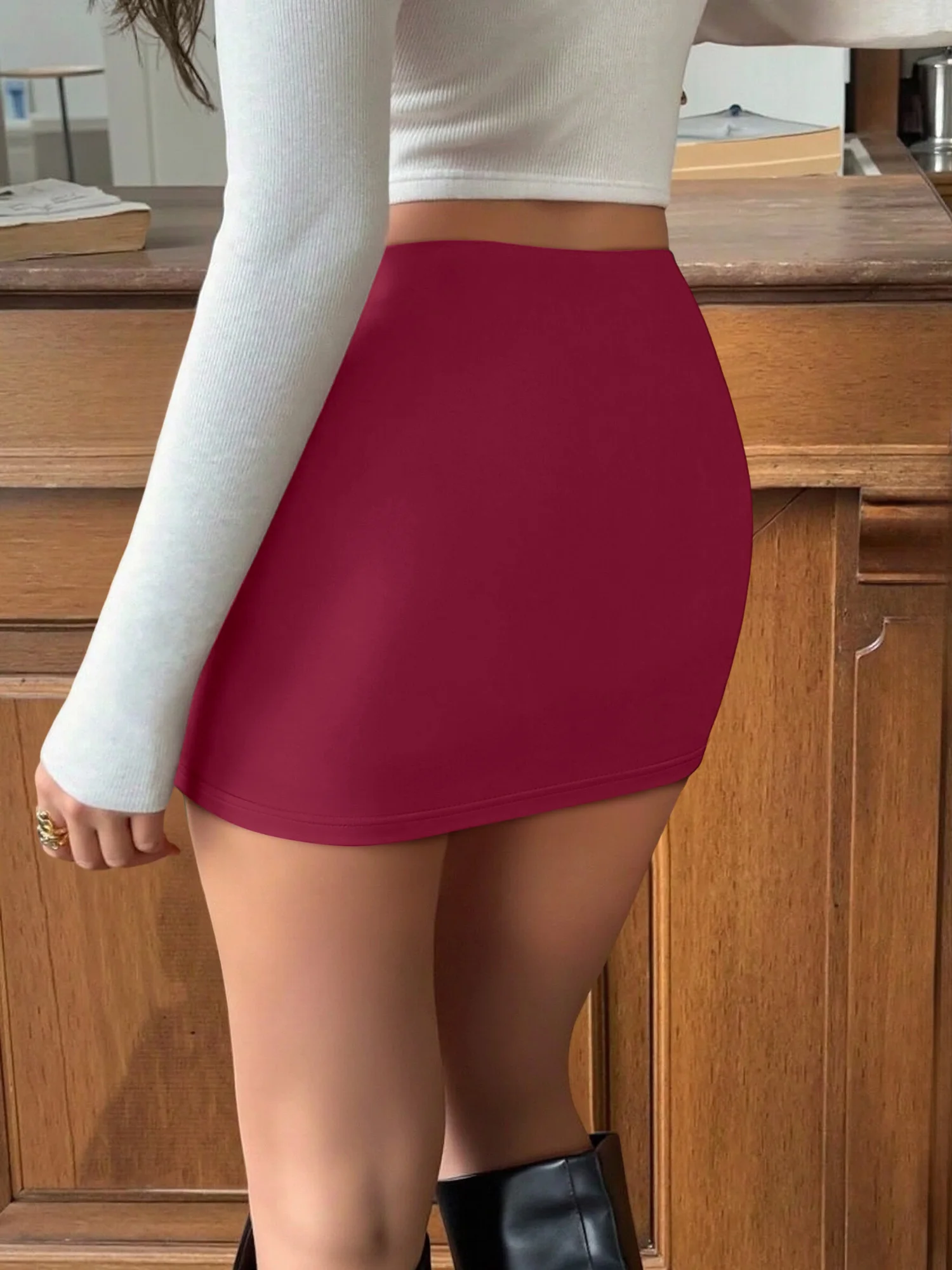 High Waist Hot Girl Fitted Bodycon Skort for Women, Built‑in Anti‑Exposure Shorts Tight Mini Skirt Date Night Club Outfits