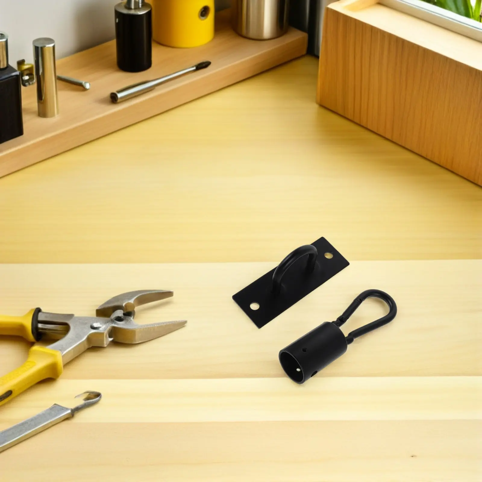 

Комплект из 2 черных металлических креплений для потолочного вентилятора, сверхпрочные крюки для люстры, надежный монтаж подвесных светильников на потолок