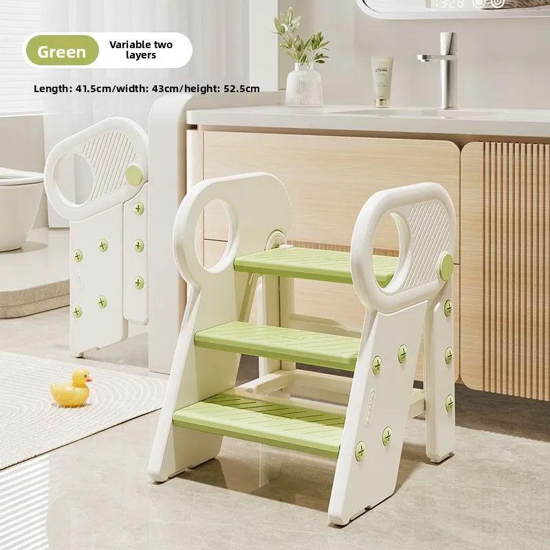 Baby Handrail Step Stool Folding Bathroom Sink Ladder Face Washing Kids Preschool Washbasin Bench Baby Hand Washing Ladder