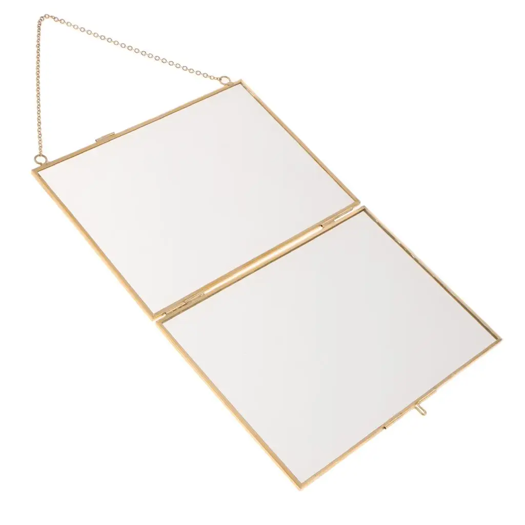 Decorative Double Sided Hanging Glass Frame Vintage Artwork Display Photo Frame for Home Wall Gallery and Office Decor