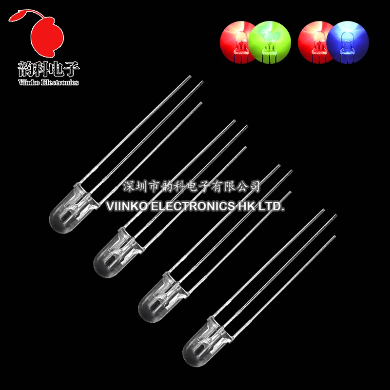 50pcs F5 5MM Round Clear / Fog Two Color Common Anode / Cathode LED Red & Green Red & Blue Bi-Color 3 Pins Light Emitting Diode