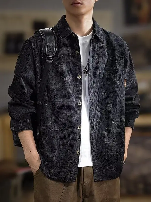 

2025 New Pure Cotton Long Sleeve Men's Casual Shirt Japanese Style plus Size Loose Fit Breathable Comfortable Outdoor Wear