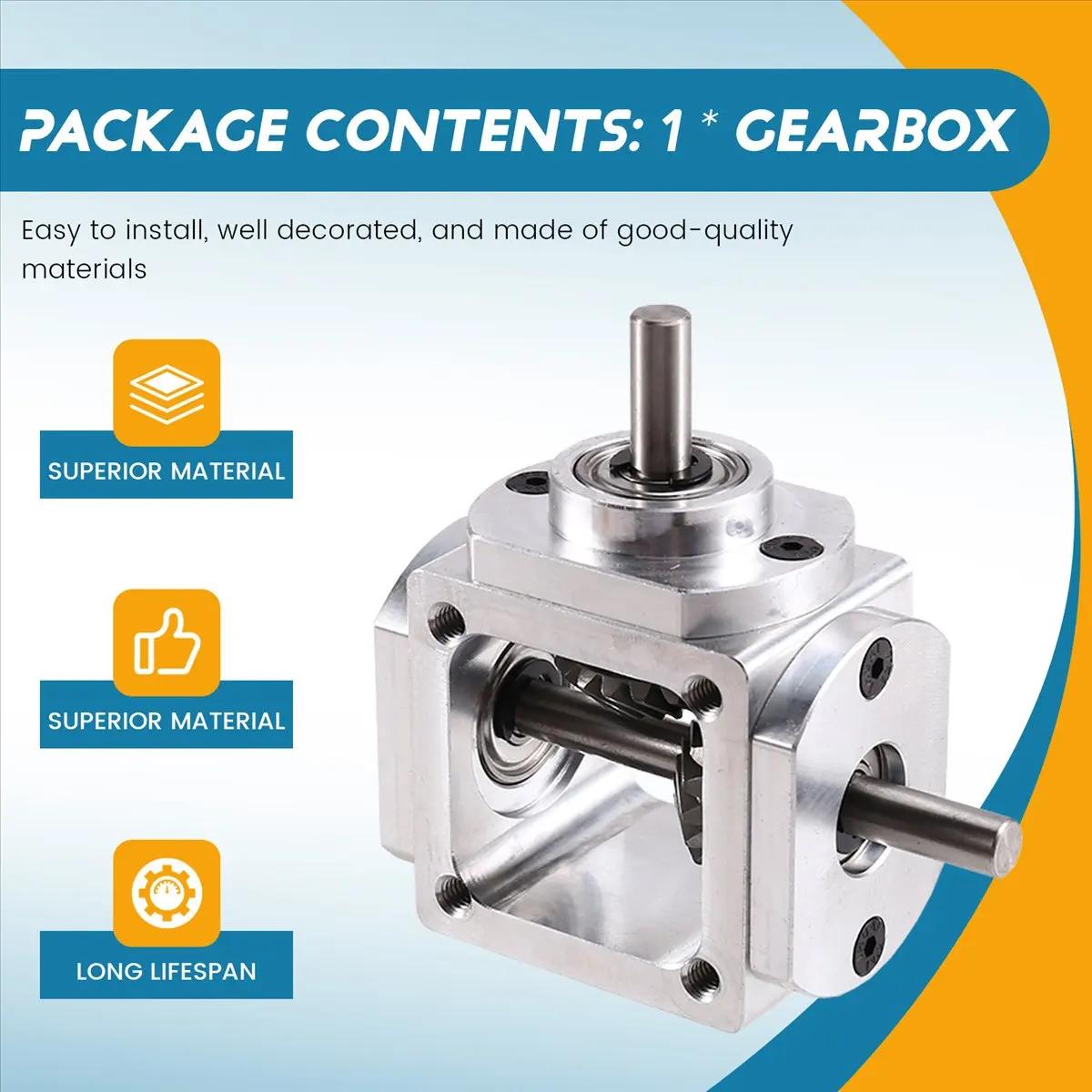 A74U 90 Degree Right Angle Bevel Gear-Box with Mounting Hole 1:1 Shaft 1 Module 20 Teeth Bevel Gear C view 5