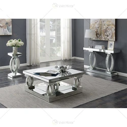 Mirror coffee table, American style furniture, glass decoration table, living room, sofa, side table, storage table,