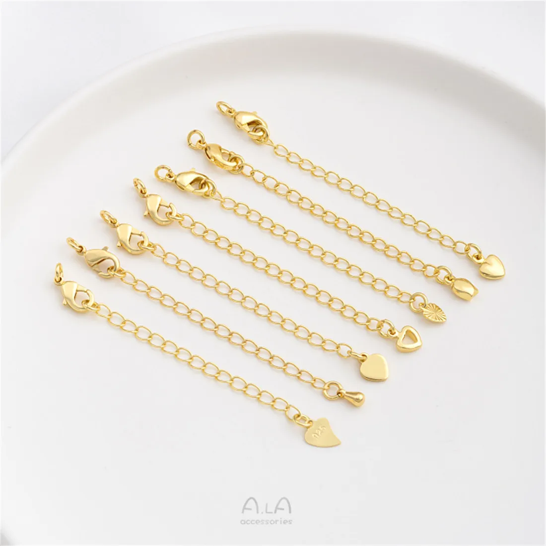 สายโซ่ทองแท้18K ประดับสร้อยคอ DIY สร้อยข้อมือลายดอกพีชหัวใจแบบหยดน้ำ B788