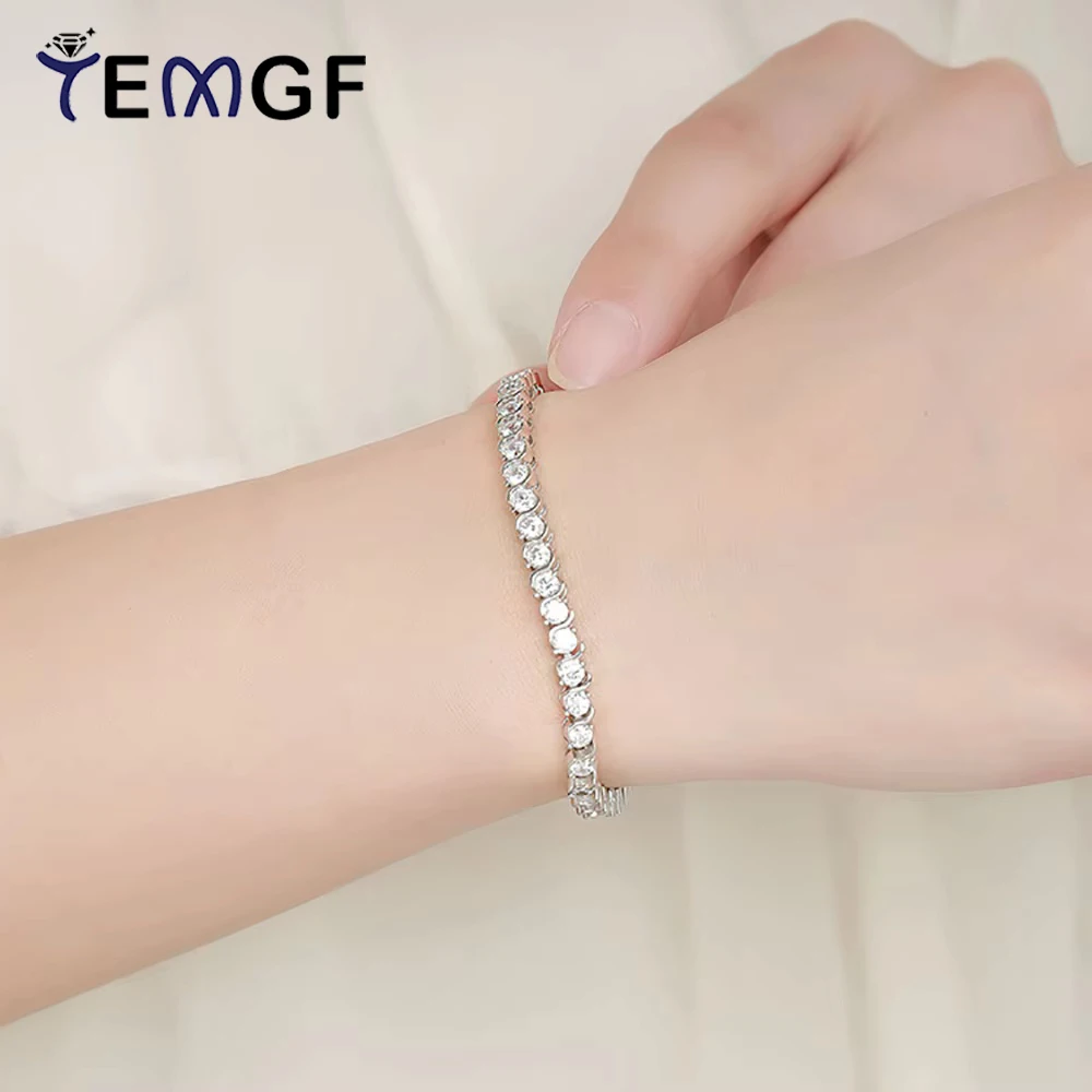 

Браслет TEMGF с цирконом 3 мм, стерлинговое серебро 925 пробы, ювелирные изделия для женщин и девочек, уникальный модный предмет, подарки для пары на день рождения и любви