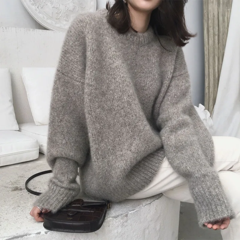 

New Women's Sweater Autumn and Winter Warm Knitted Sweater Bottoming Shirt Retro Style Women's Loose Pullover Sweater Jacket
