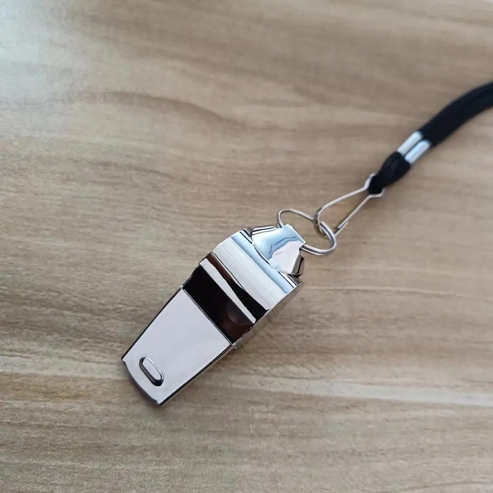 Sifflet métallique fort en acier avec lanière, cou suspendu, sifflet de sauvetage en plein air, Sport de survie, sifflet d'arbitre professionnel