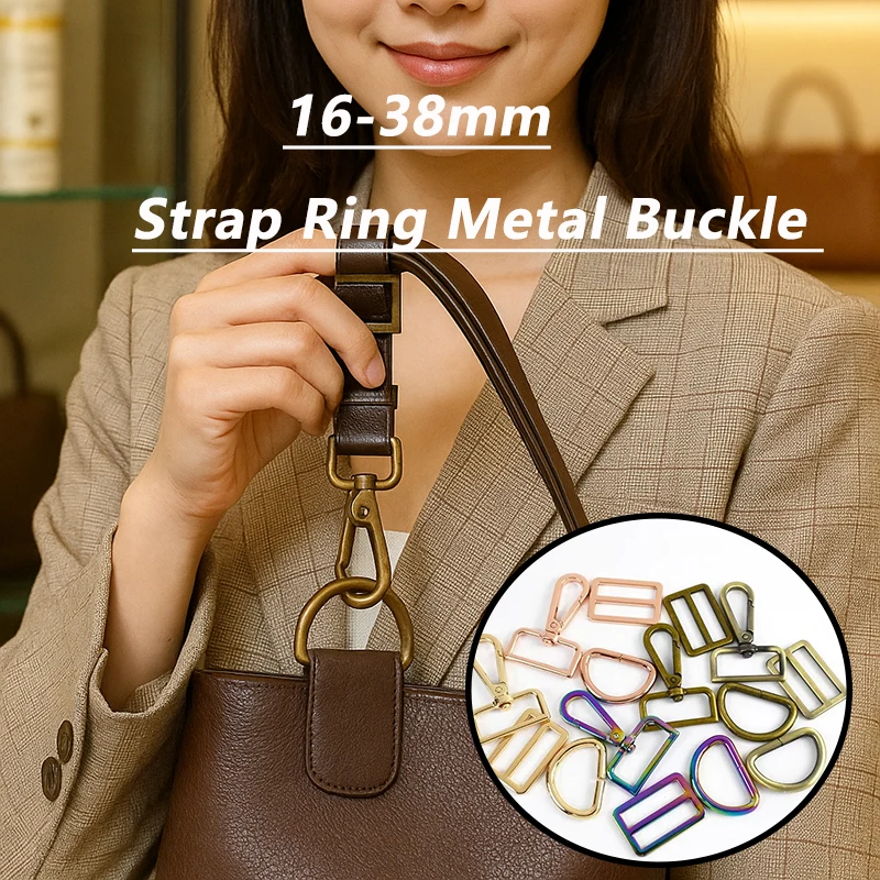 

2-5Sets Backpack Strap Ring Metal Buckle 16-38mm Bag Belt Swivel Lobster Clasp Dog Leash Adjuster Snap Hook DIY Sewing Accessory
