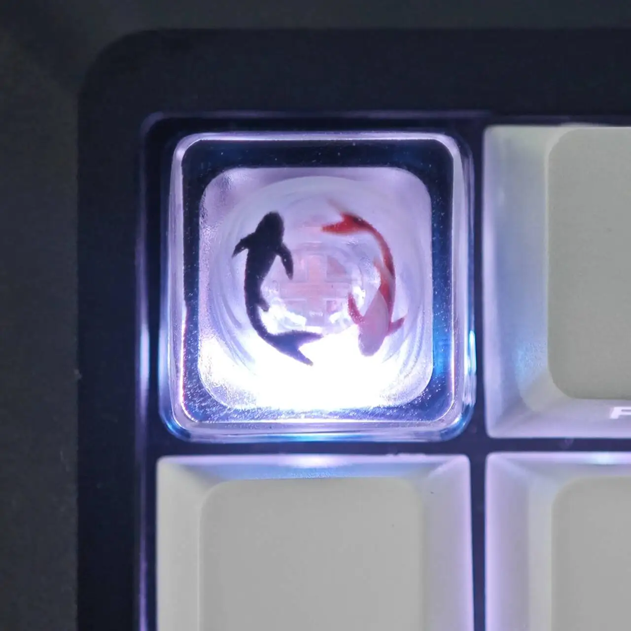 Novelty Artisan Keycap Resin  lucky koi Shine Through custom handmade Keycaps For Cherry MX Mechanical Gaming Keyboard