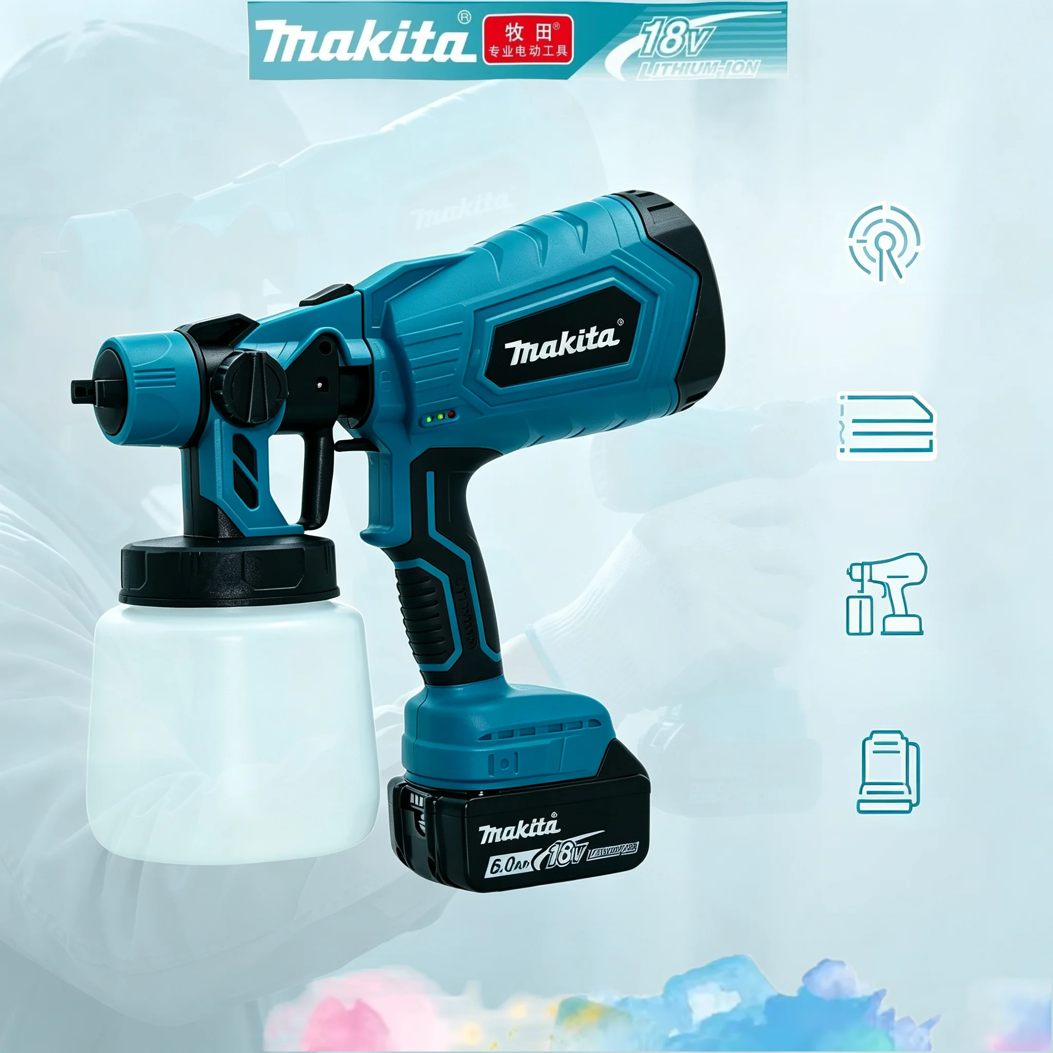 Compatible For Makita 18V BatteryCordless Electric Paint Spray Gun 1L Portable Sprayer  For Auto Furniture Daily Painting Work