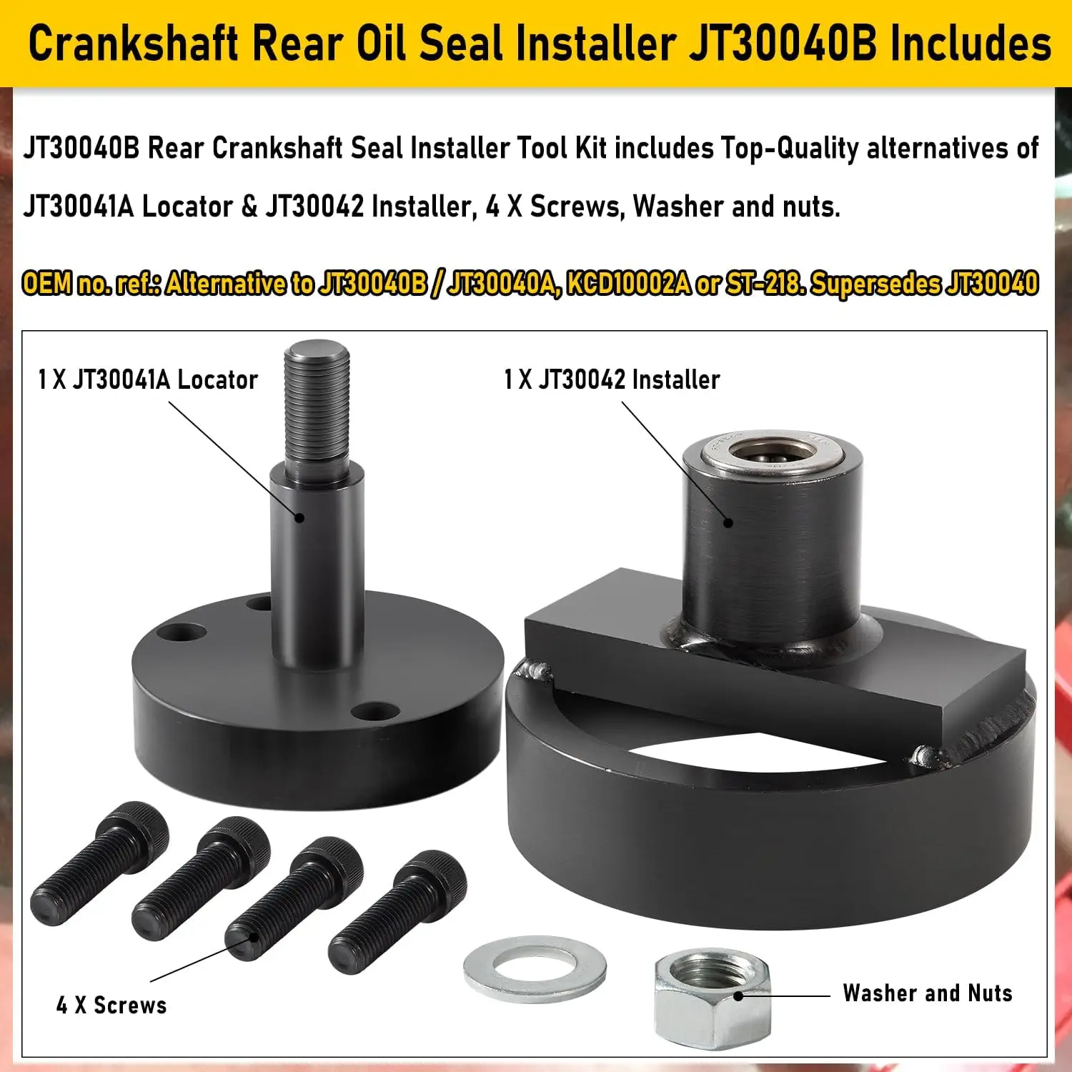 TM JT30040B Crankshaft Rear Main Seal Installer Fit for John Deere 152 164 180 202 219 239 329 359 414 Engine Install Tool