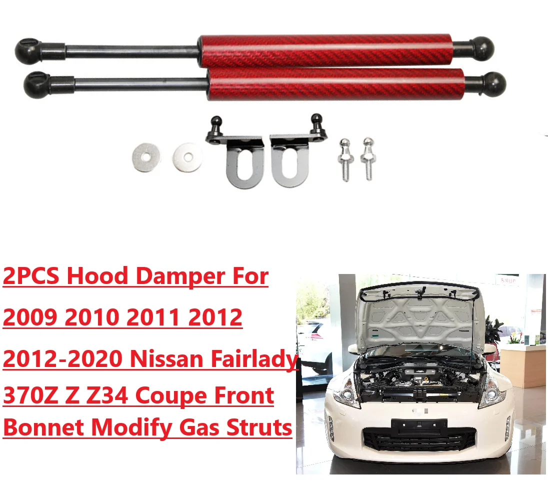 

2PC Hood Damper For 2009-2020 Nissan Fairlady 370Z Z Z34 Coupe Front Bonnet Modify Gas Struts Lift Support Shock Absorber Rods