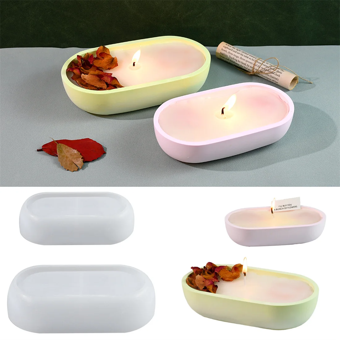 Wave Shape Storage Dish Mold Round Bowl Candle Holder Vessel Gypsum  Resin Silicone Mold DIY Decoration Aromatherapy Candle Jar