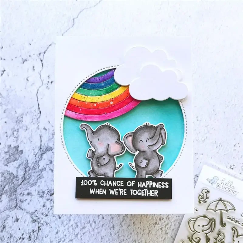 Rainbow Clouds Circle Metal Cutting Dies Scrapbooking  Semicircle Card Making DIY Embossing