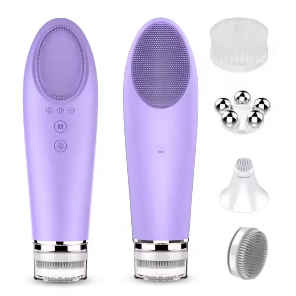 

Multifunction Warm Facial 4 in 1Cleaning Brush Electric Face Washing Instrument 56℃ Face Massager Eye Face Cleaning Anti-Aging