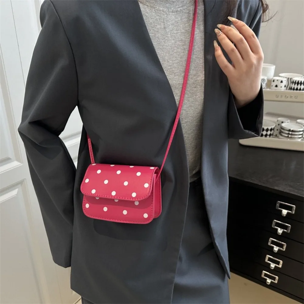 

New Polka Dot Print Mini Shoulder Bag PU Material Lightweight Crossbody Bag Polyester Lining Women's Bag Ladies