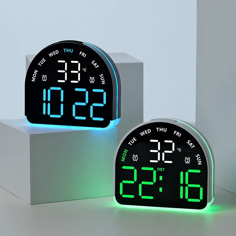 

Nordic LED Display Electronic Alarm Clock Creative Ambient Light Multi-functional Decorative Table Clock Bedroom Wake-up Watch
