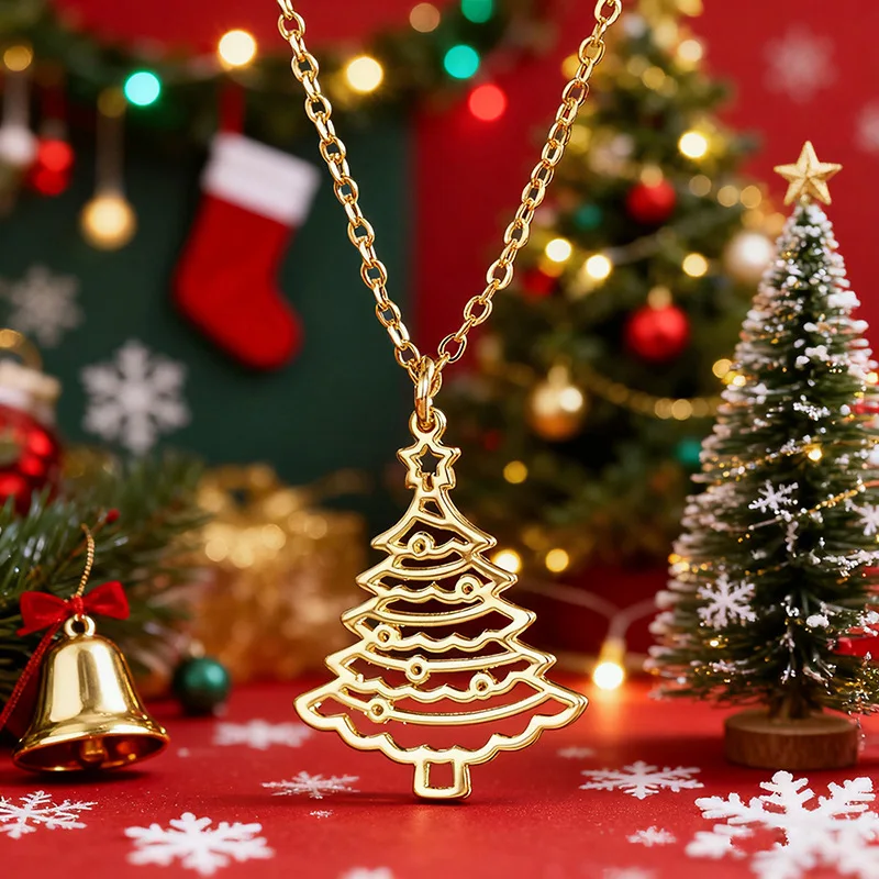 European and American Hard Work, Metal Wind Hollow Electroplating Christmas Tree Girl Christmas Sweet and Simple Design, Jewelry