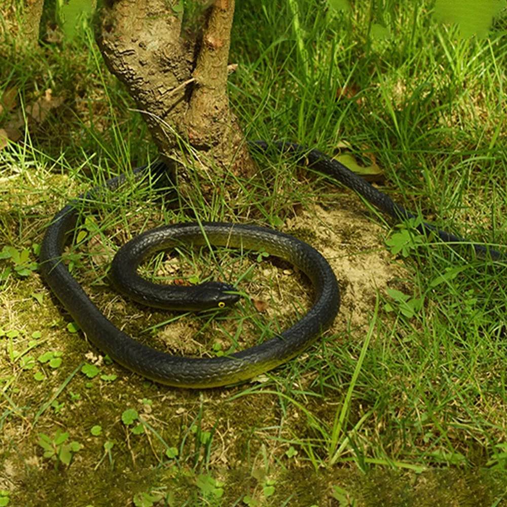 Jouet serpent noir simulé de 120cm, modèle réaliste en caoutchouc souple, faux serpent, accessoires de farces pour fête d'halloween, décor de jardin