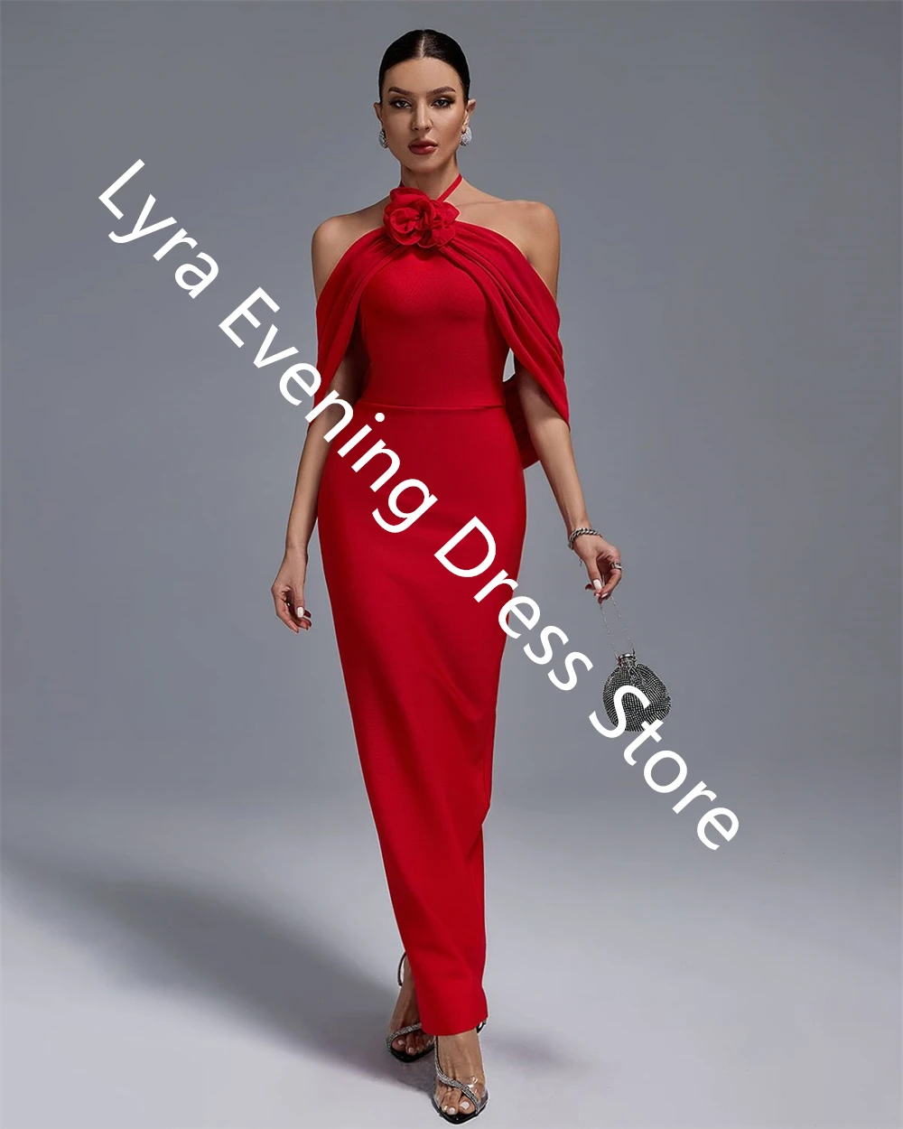 Robe de soirée en Satin rouge, personnalisée, exquise, épaules dénudées, sans manches, robes de célébrité, mode fête de mariée