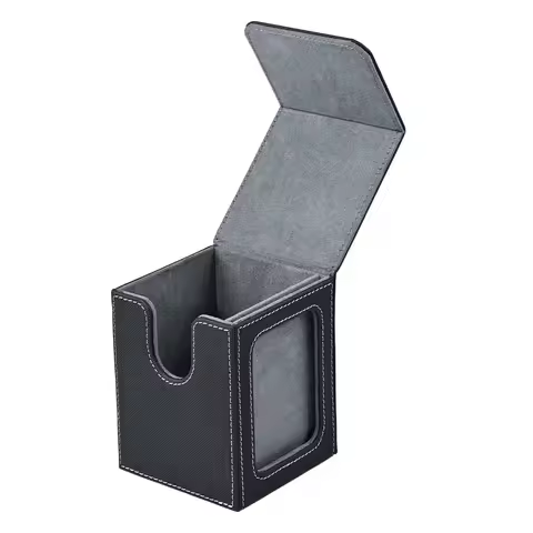 Card deck box with display window,Hold 120 + Single sleeved cards,Magnetic closure PU leather card box
