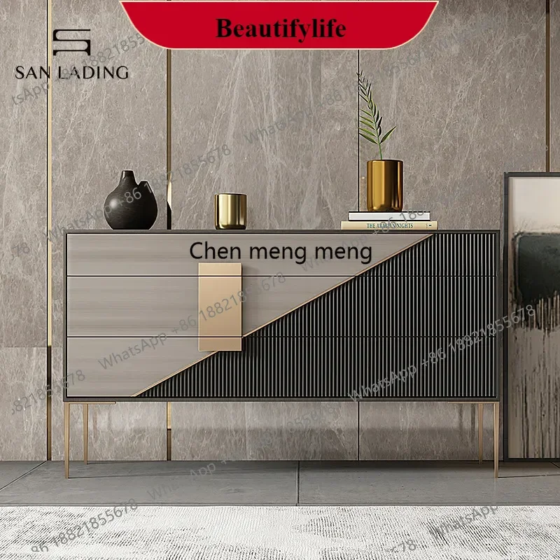 

M138Italian-style bucket cabinet light luxury door cabinet living room bedroom three-bucket cabinet solid wood partition storag