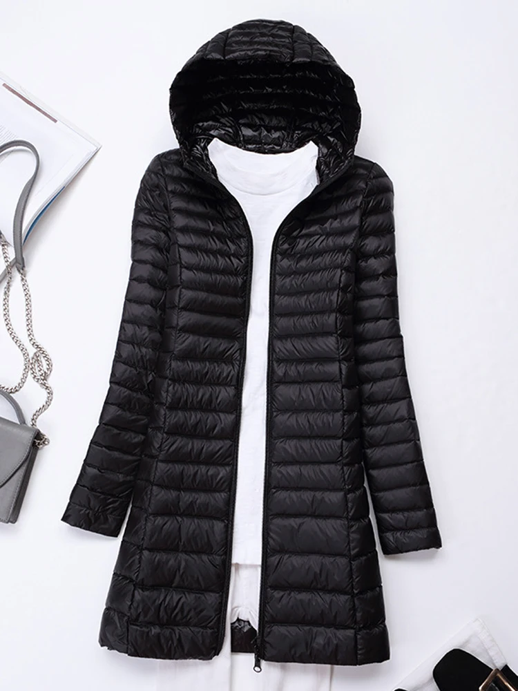 0-10℃ Korean Style Women Ultralight Down Jackets Autumn Winter Hooded Slim Feather Coats Female Puffer Parkas Ladies Overcoat