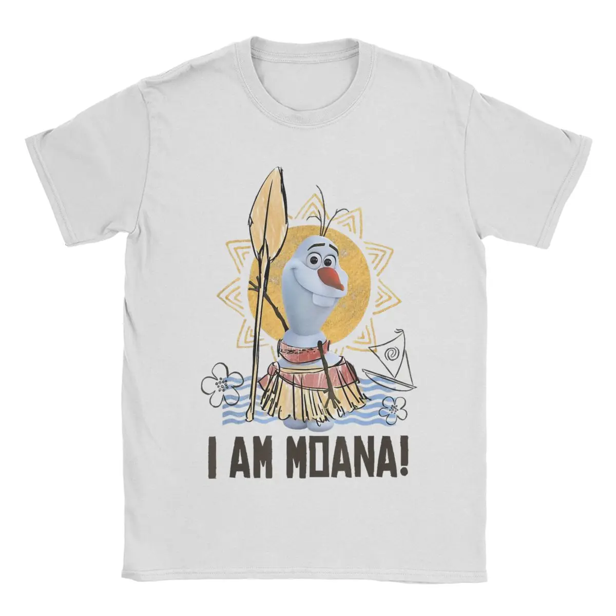 Olaf Presents Moana Costume Sketch T-Shirts Men Women Funny Pure Cotton Tees O Neck Short Sleeve T Shirts Adult Tops