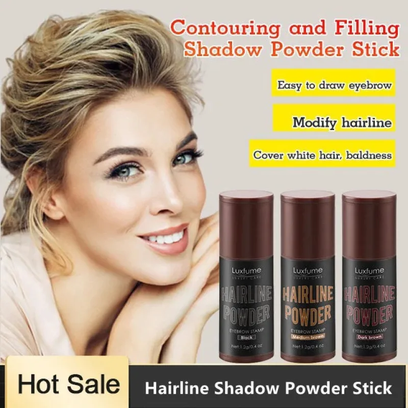 Hair Shadow Stick Powder Water Proof Hair Edge Shadow Eyebrow Powder Black&Brown Coverage Unisex Instantly Hair Makeup