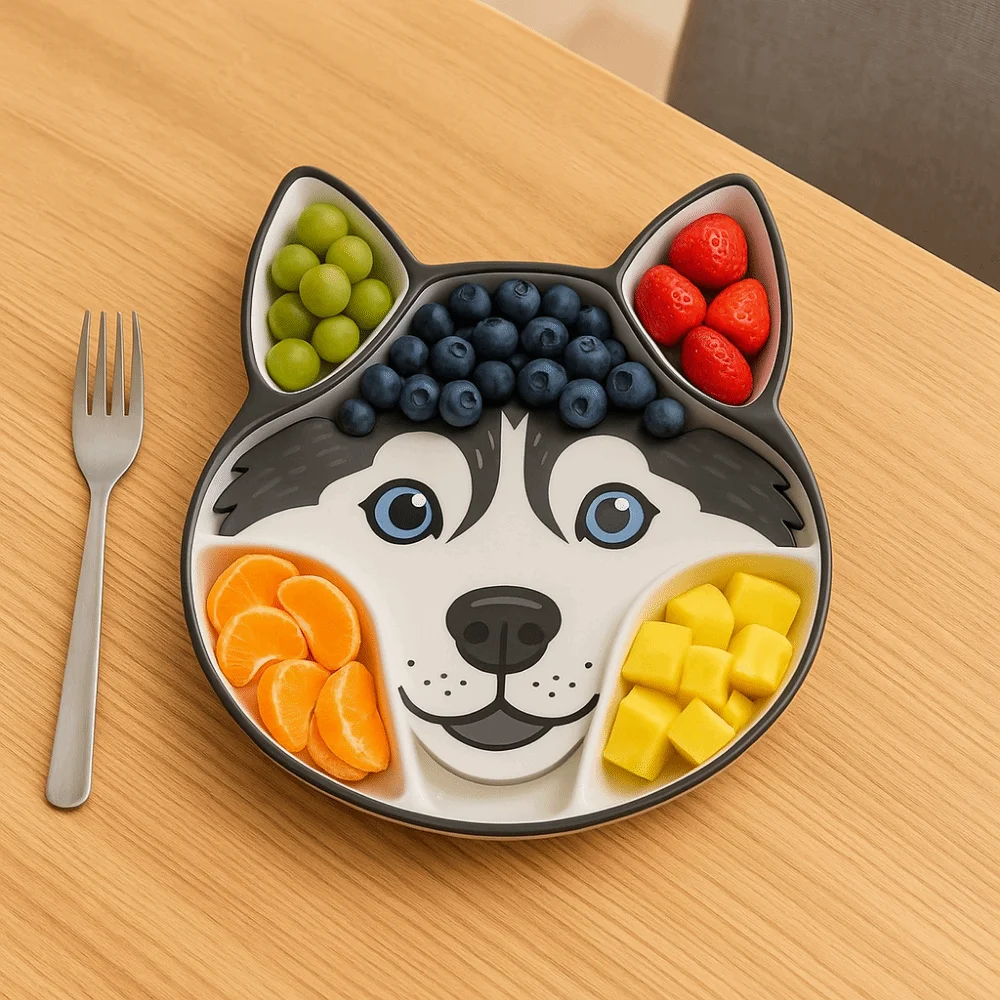 

Wooden Dog Shaped Serving Tray Handmade Large Capacity Animal-themed Serving Platter Decorative with Compartments