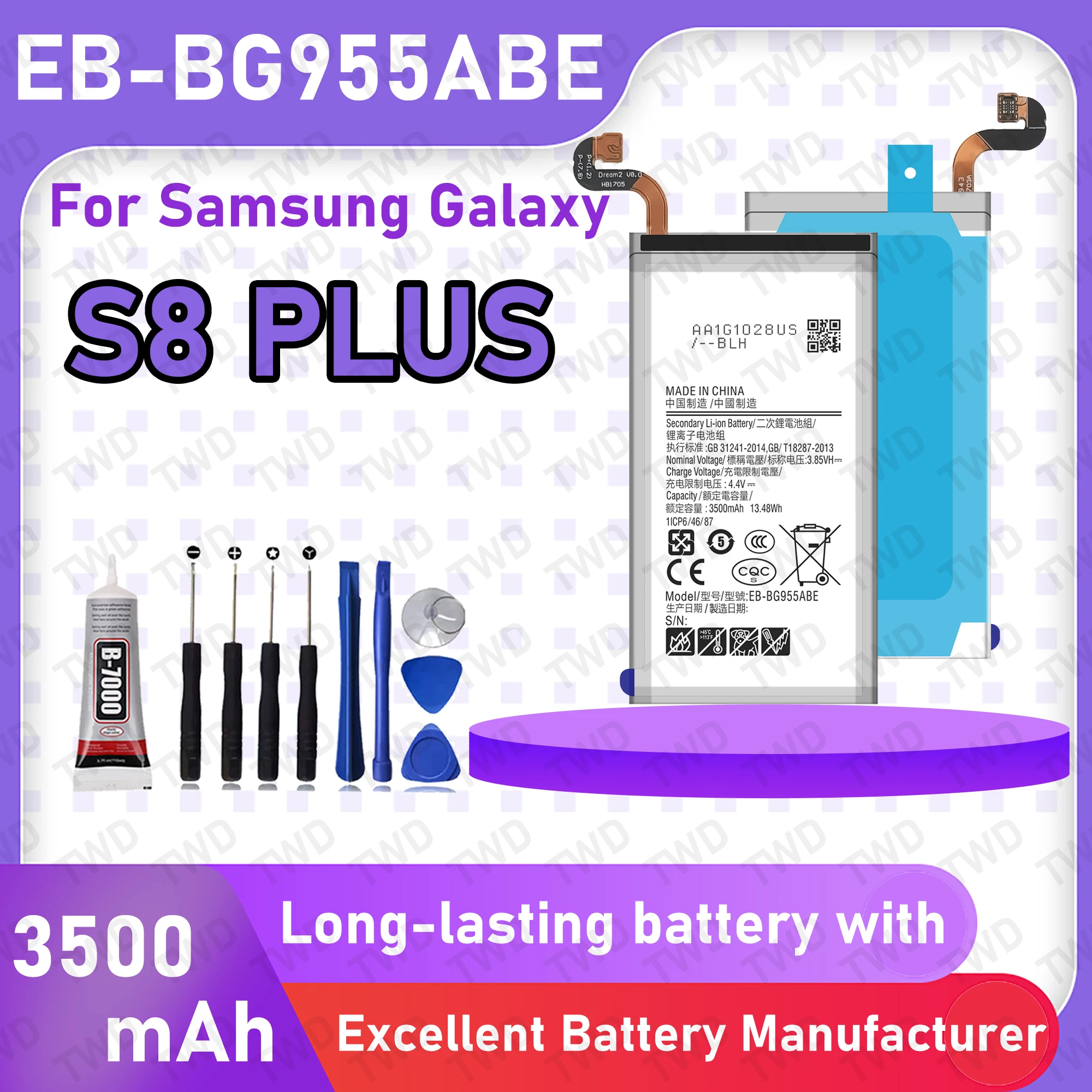 EB-BG955ABE Large capacity Battery For Samsung Galaxy S8 PLUS/SM-G955F/SM-G955FD/SM-G955W Batteries New High Quanlity+Free Tool
