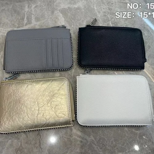 Imagen 2 del producto Un estuche para tarjetas de moda con diamantes en forma de ala, versátil y exquisito, de piel de vaca de lujo, ligero francés, moderno y retro