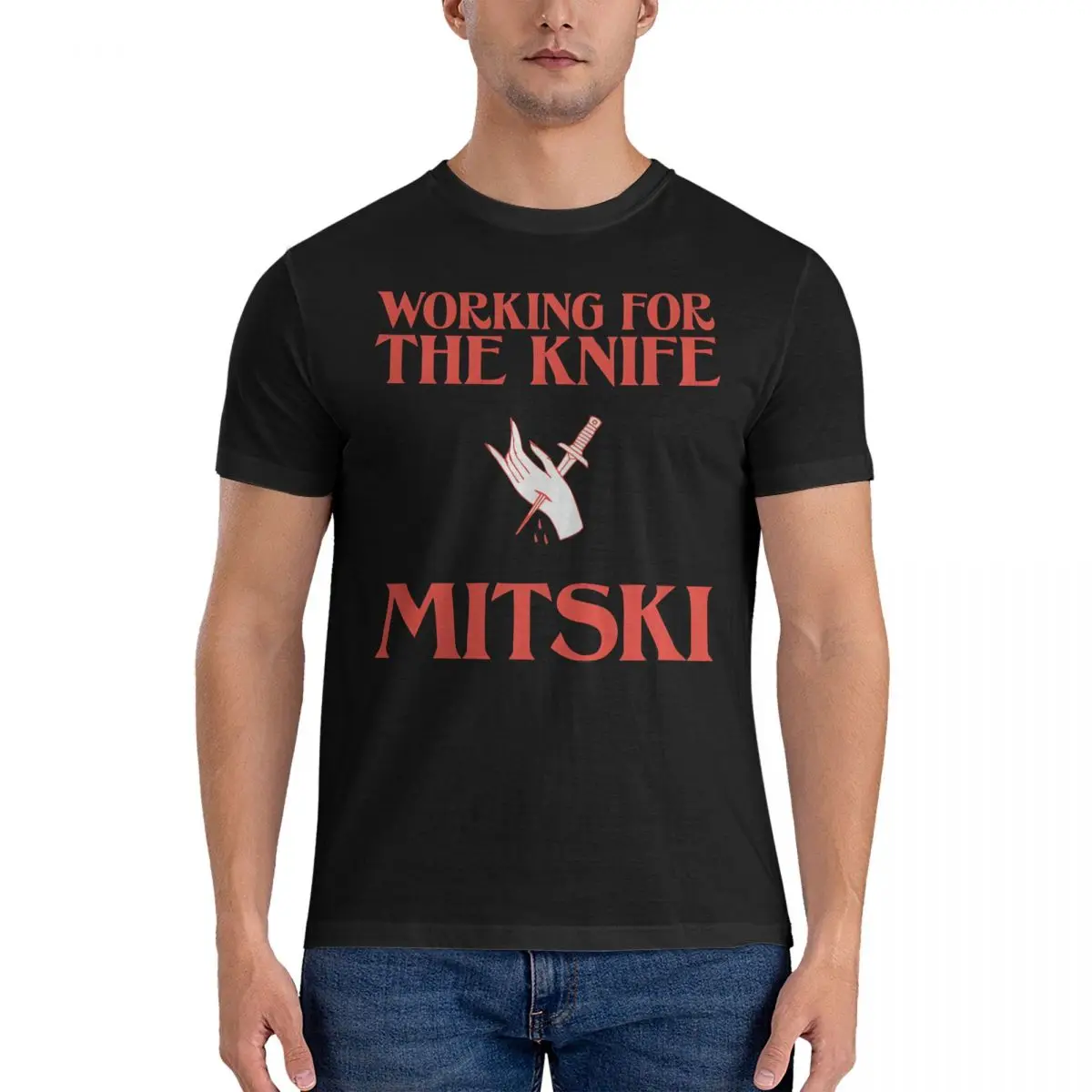 Men The Knife And Hand T Shirts Mitski Pure Cotton Clothes Creative Short Sleeve Crew Neck Tees Original T-Shirts