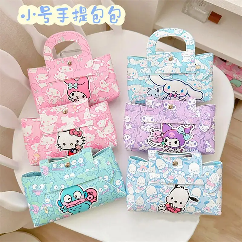 

Sanrio Hello Kitty Handbag Cute Cartoon Anime Kuromi Cinnamoroll Wear Resistant Waterproof Portable Coin Purse Kawaii Gifts