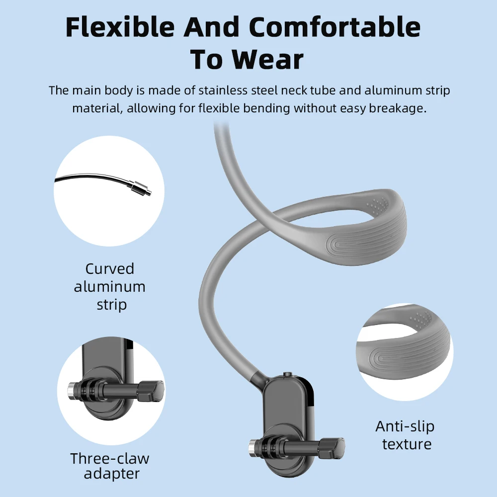 Flymile Neck Holder for DJI Action 5 Pro/GoPro/Insta360 Camera & Phone Holder POV Selfie Mount Chest Stand Strap Video Recording