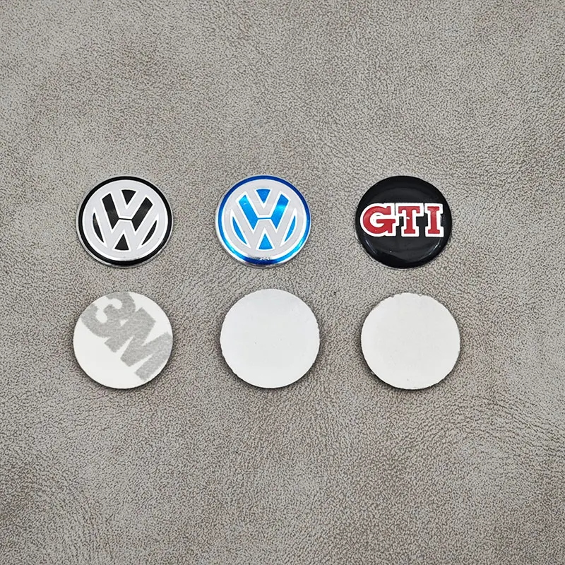 2pcs 14mm Car Key Sticker Aluminum Emblem Decoration Decal For Volkswagen GTI VW Polo Golf Passat Tiguan Arteon Touareg Taigo