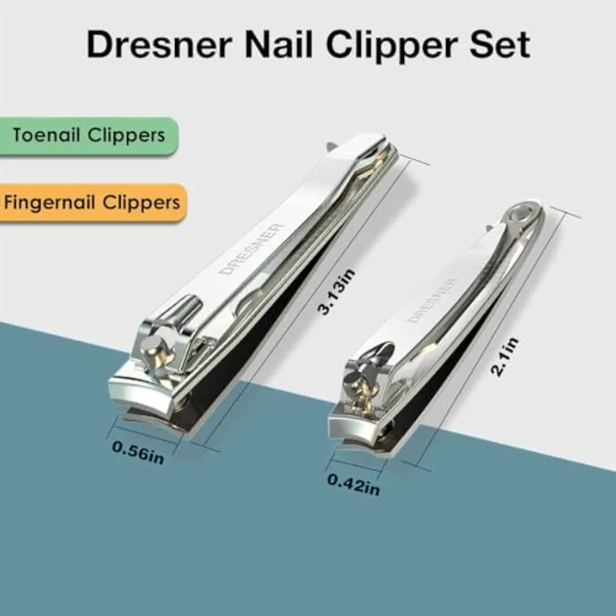 Conjunto de cortador de unhas de aço inoxidável, 2 peças, profissional, cortador de unhas e pés, ampla, fácil, alavanca de imprensa, aparador de unhas com swi