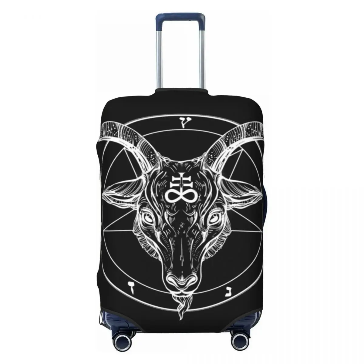 Baphomet Goat Head Pentagram Suitcase Cover Holiday Occult Satanist Symbols Elastic Luggage Case Cruise Trip Protector