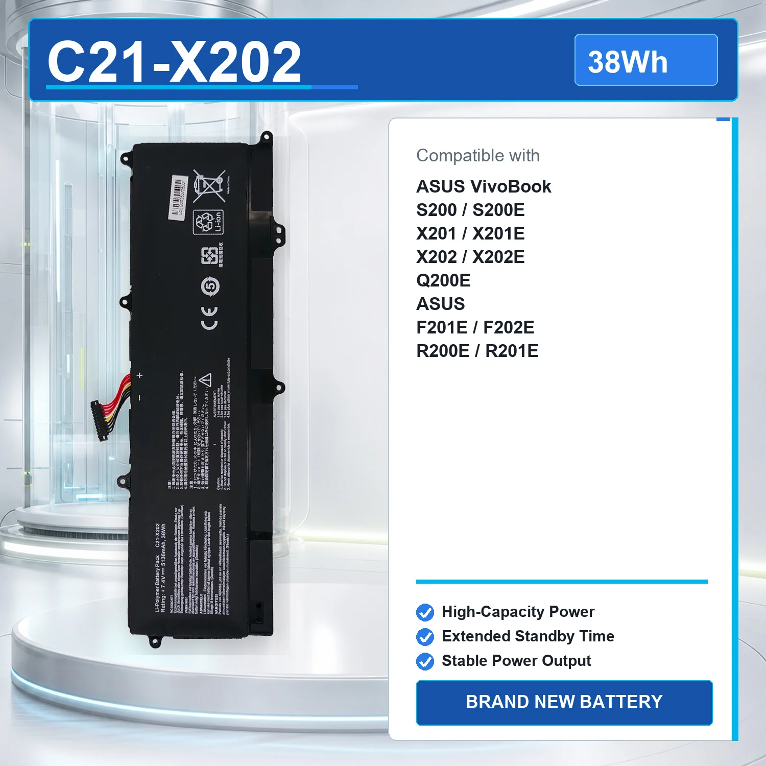 C21-X202 38Wh 7.4V Laptop Battery For ASUS VivoBook S200E X201E X202E F201E F202E R200E R201E Q200E
