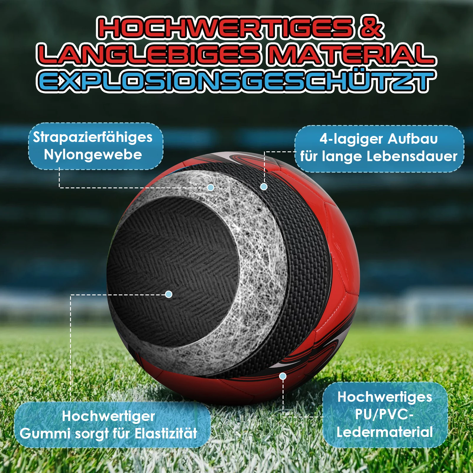 Waterproof Machine-stitched Football Size 5 For Outdoor Exercises ENHANCED FOOT FEEL Soccer Balls red size 4 Football Ball