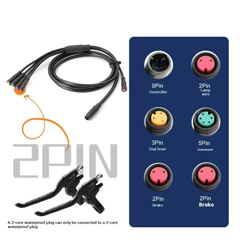 WORTHOWN-KT-14A 36V 48V 250W Brushless Motor Sine Wave Controller Mountain Bike Controller+ 1-To-5 Connector Cable