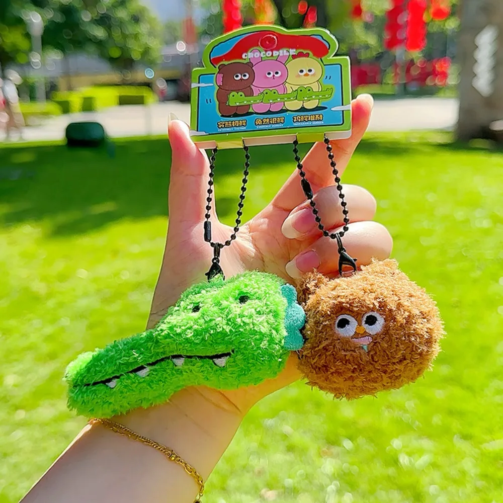 2pcs/set Soft Crocodile Key Ring Chick Rabbit Plush Animal Key Buckle Funny PP Cotton Friends Bag Charm Car Key Accessories