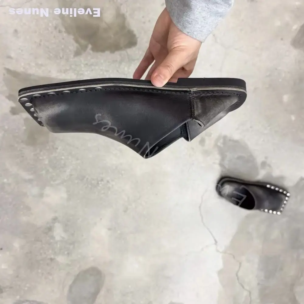 Women Black Soft Leather Ballet Flats Round Toe 3D Flower Button Decor Slip On Casual Shoes Minimalist Designer Flat Shoes